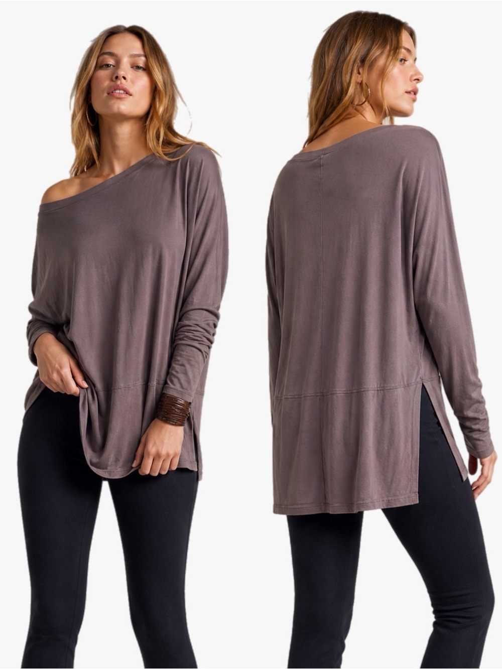 Free People We the Free Mauve Brown Long Sleeve Top Womens Size Small